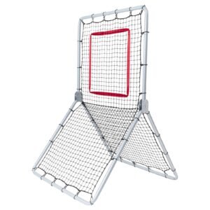 baseball and softball rebounder net, 3.5 x 6 ft pitchback baseball pitching nest, softball pitchback net, fielding trainer, bounce back net for fielding/throwing practice, 5 adjustable angles