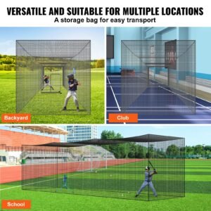 baseball batting netting, professional softball baseball batting hitting training net, practice portable pitching cage net with door & carry bag, heavy duty enclosed pe netting, 35ft (net only)