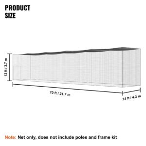 baseball batting netting, professional softball baseball batting hitting training net, practice portable pitching cage net with door & carry bag, heavy duty enclosed pe netting, 70ft (net only)