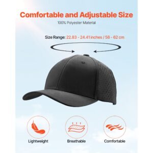 baseball cap, plain baseball hat with breathable fabric, adjustable size, lightweight summer thin sports caps ideal for running, workouts, or outdoor activities, 1 pc, black
