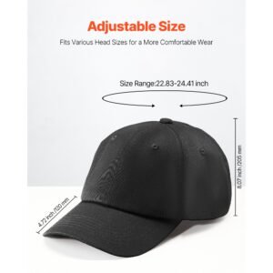 baseball cap, plain baseball hat with breathable pure cotton fabric, adjustable size, blank 12 pack bulk caps ideal for running, workouts or outdoor activities, 12 pcs, black
