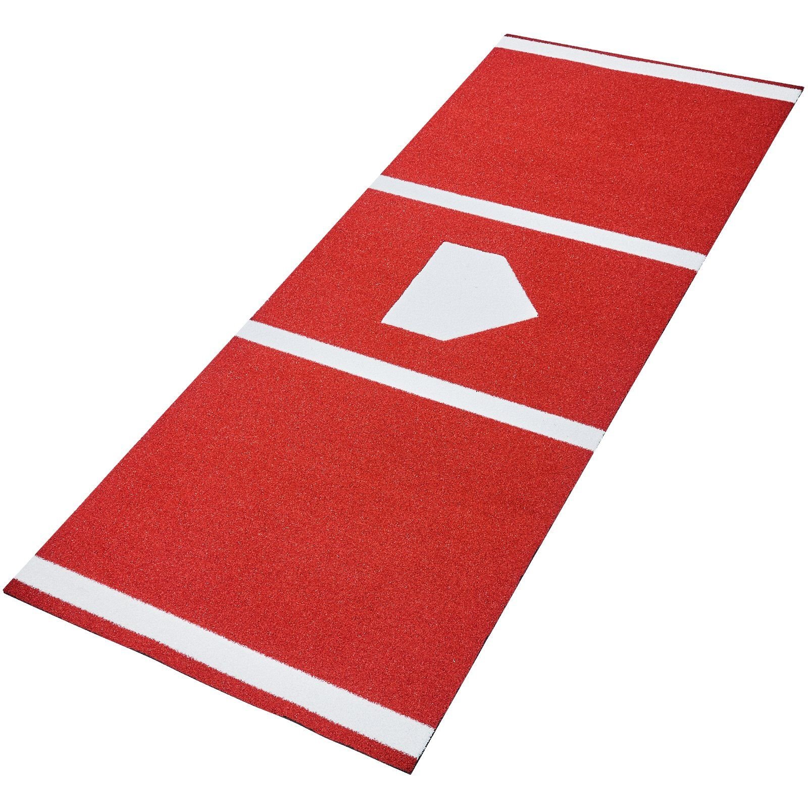 baseball hitting mat, 10x3.8 ft batting cage mat, batters box turf mats, softball batting practice equipment with home plate and anti fade turf, portable training aid for indoor outdoor, red