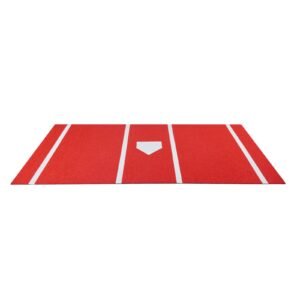 baseball hitting mat, 12x6 ft batting cage mat, batters box turf mats, softball batting practice equipment with home plate and anti fade turf, portable training aid for indoor outdoor, red