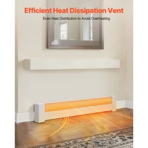 baseboard heater covers, basic series 4 ft standard electric heating unit front cover for home improvement, heavy duty steel, easy installation for bedroom replacing old cover, white