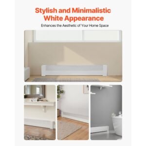 baseboard heater covers, basic series 4 ft standard electric heating unit front cover for home improvement, heavy duty steel, easy installation for bedroom replacing old cover, white