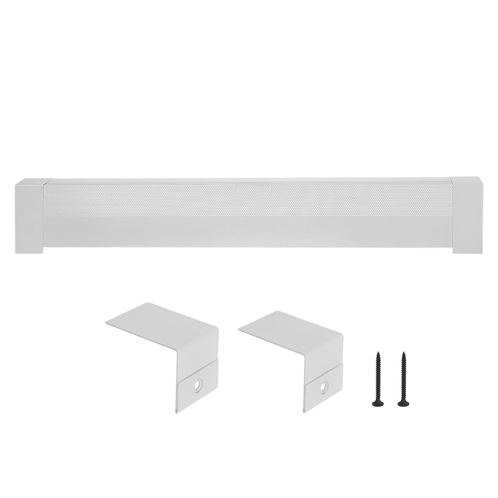 baseboard heater covers, basic series 4 ft standard electric heating unit front cover for home improvement, heavy duty steel, easy installation for bedroom replacing old cover, white