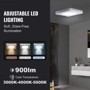 bathroom exhaust fan, 110 cfm high efficiency ventilation, 1.5sones low noise operation all copper motor, energy saving bathroom ceiling fan, no need for attic access, for various ceilings