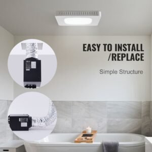 bathroom exhaust fan, 110 cfm high efficiency ventilation, 1.5sones low noise operation all copper motor, energy saving bathroom ceiling fan, no need for attic access, for various ceilings