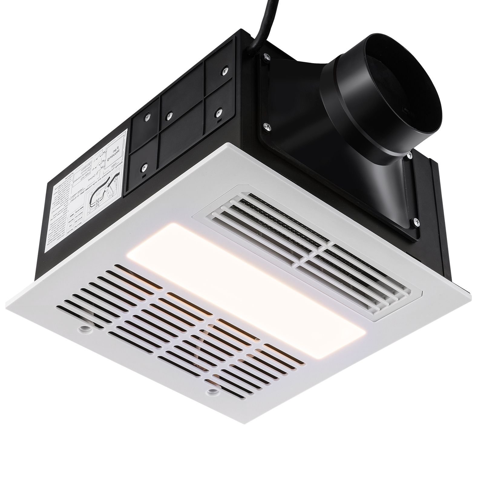 bathroom exhaust fan, 1500w heating, 110 cfm high efficiency ventilation, 1.5sones low noise operation, energy saving bathroom ceiling fan, for various ceilings
