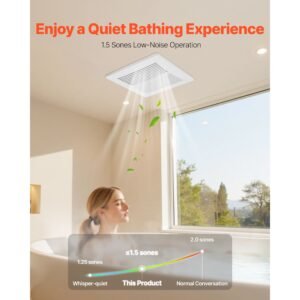 bathroom exhaust fan, 50 80 110 cfm bathroom vent, low noise, premium motor ceiling fan, standard 4 inch duct interface for laundry room, storage room, home ventilation, white