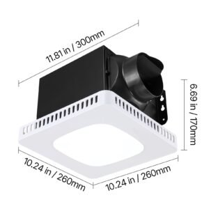 bathroom exhaust fan with led light, 80 110 130 cfm bathroom vent three gear color temp, 1.5 sones low noise, premium ac motor ceiling fan for laundry room, storage room, home ventilation, white