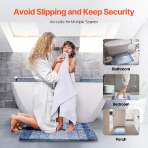 bathroom rug 30"x20" absorbent soft bath mat machine washable quick dry non slip