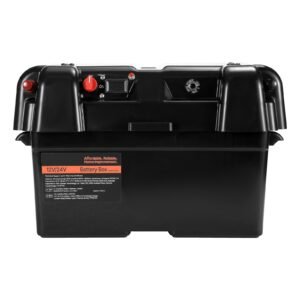 battery box, group 24/27 trolling motor battery box, 12v/24v marine batteries case with pp shell and dual straps, smart batteries case, suitable for trolling motor, marine,rv & solar panel