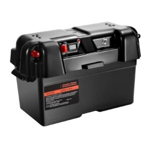 battery box, group 24/27 trolling motor battery box, 12v/24v marine batteries case with pp shell and dual straps, smart batteries case, suitable for trolling motor, marine,rv & solar panel