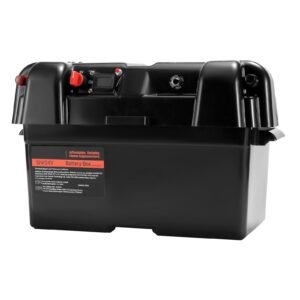battery box, group 24/27 trolling motor battery box, 12v/24v marine batteries case with pp shell and dual straps, smart batteries case, suitable for trolling motor, marine,rv & solar panel