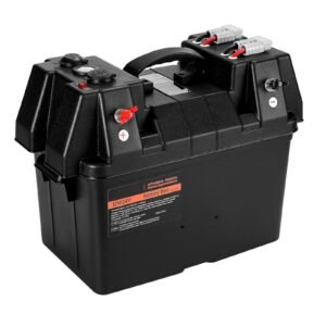 battery box, group 24/31 trolling motor battery box, 12v/24v marine batteries case with pp shell and dual straps, smart batteries case, suitable for trolling motor, marine,rv & solar panel