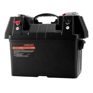 battery box, group 24/31 trolling motor battery box, 12v/24v marine batteries case with pp shell and dual straps, smart batteries case, suitable for trolling motor, marine,rv & solar panel