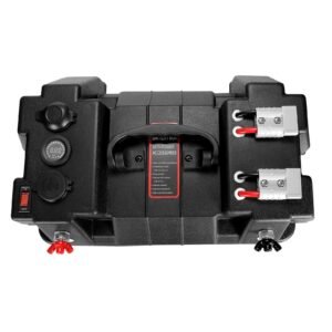 battery box, group 24/31 trolling motor battery box, 12v/24v marine batteries case with pp shell and dual straps, smart batteries case, suitable for trolling motor, marine,rv & solar panel