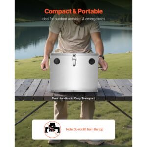 battery box, group 24/31 trolling motor battery box, marine batteries case with lock, handles and rubber grommet cable holes, stainless steel shell, suitable for cars, boats & trolling motors
