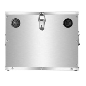 battery box, group 24/31 trolling motor battery box, marine batteries case with lock, handles and rubber grommet cable holes, stainless steel shell, suitable for cars, boats & trolling motors