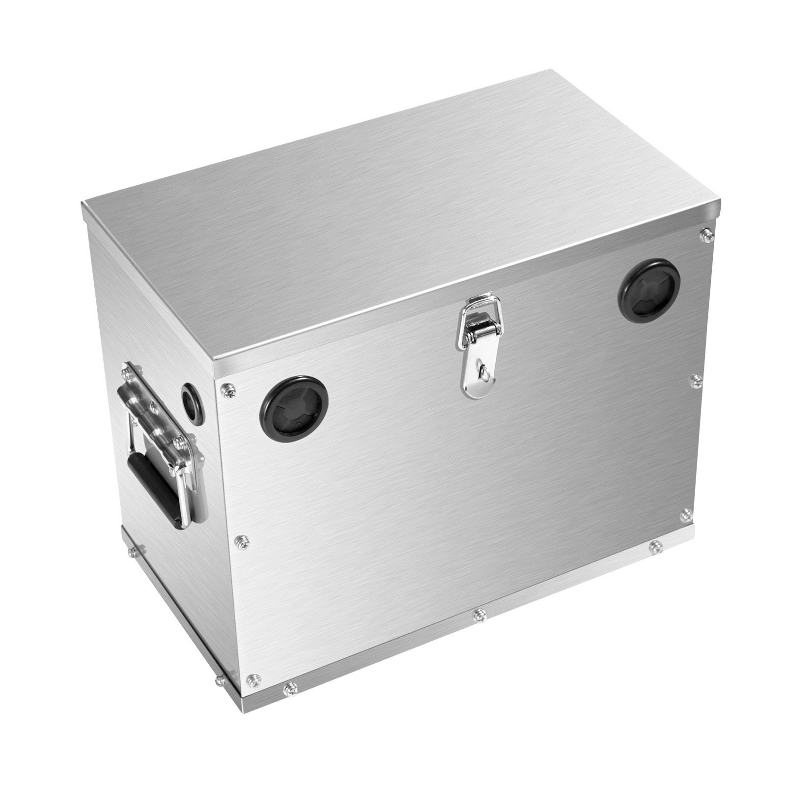 battery box, group 24/31 trolling motor battery box, marine batteries case with lock, handles and rubber grommet cable holes, stainless steel shell, suitable for cars, boats & trolling motors