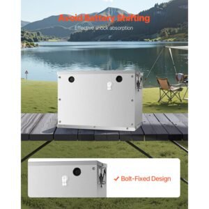 battery box, group 24/31 trolling motor battery box, marine batteries case with rubber grommet cable holes, aluminum alloy shell storage case, easy installation, for off road racers, trucks