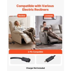 battery pack for reclining furniture, 2500 mah rechargeable recliner battery pack, with universal 2 pin connection and led display screen, for electric recliner, sofa, couch, and lift chair