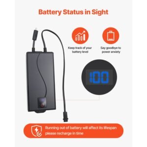 battery pack for reclining furniture with adapter, 5000 mah rechargeable recliner battery pack with universal 2 pin connector and led screen, for electric recliner, sofa, couch & lift chair