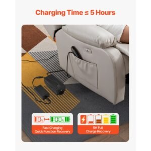 battery pack for reclining furniture with adapter, 5000 mah rechargeable recliner battery pack with universal 2 pin connector and led screen, for electric recliner, sofa, couch & lift chair