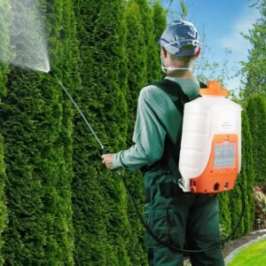 battery powered backpack sprayer, 0 90 psi adjustable pressure, 4 gallon tank, back pack sprayer with 8 nozzles and 2 wands, 12v 8ah battery, wide mouth lid for weeding, spraying, cleaning