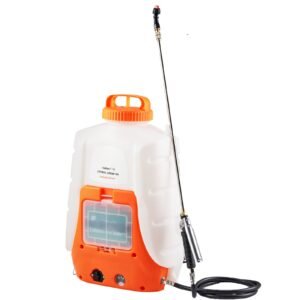 battery powered backpack sprayer, 0 90 psi adjustable pressure, 4 gallon tank, back pack sprayer with 8 nozzles and 2 wands, 12v 8ah battery, wide mouth lid for weeding, spraying, cleaning