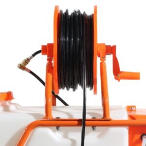 battery powered lawn sprayer on wheel, 0 90 psi adjustable pressure, 15 gallon tank, cart sprayer with 8 nozzles and 2 wands, 12v 12ah battery, wide mouth lid for weeding, spraying