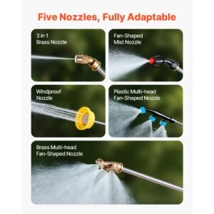 battery powered sprayer with wheeled cart, 10 gallons electric weed sprayer, adjustable 0 80 psi, yard lawn sprayers with wheels, 5 nozzles & 98ft hose, 3 6h spray time, for weeding, cleaning
