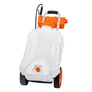 battery powered sprayer with wheeled cart, 10 gallons electric weed sprayer, adjustable 0 80 psi, yard lawn sprayers with wheels, 5 nozzles & 98ft hose, 3 6h spray time, for weeding, cleaning