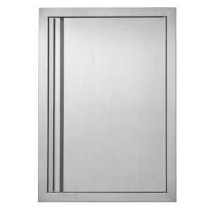 bbq access door, 17w x 24h inch single outdoor kitchen door, stainless steel flush mount door, wall vertical door with recessed handle, for bbq island, grilling station, outside cabinet