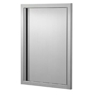 bbq access door, 17w x 24h inch single outdoor kitchen door, stainless steel flush mount door, wall vertical door with recessed handle, for bbq island, grilling station, outside cabinet