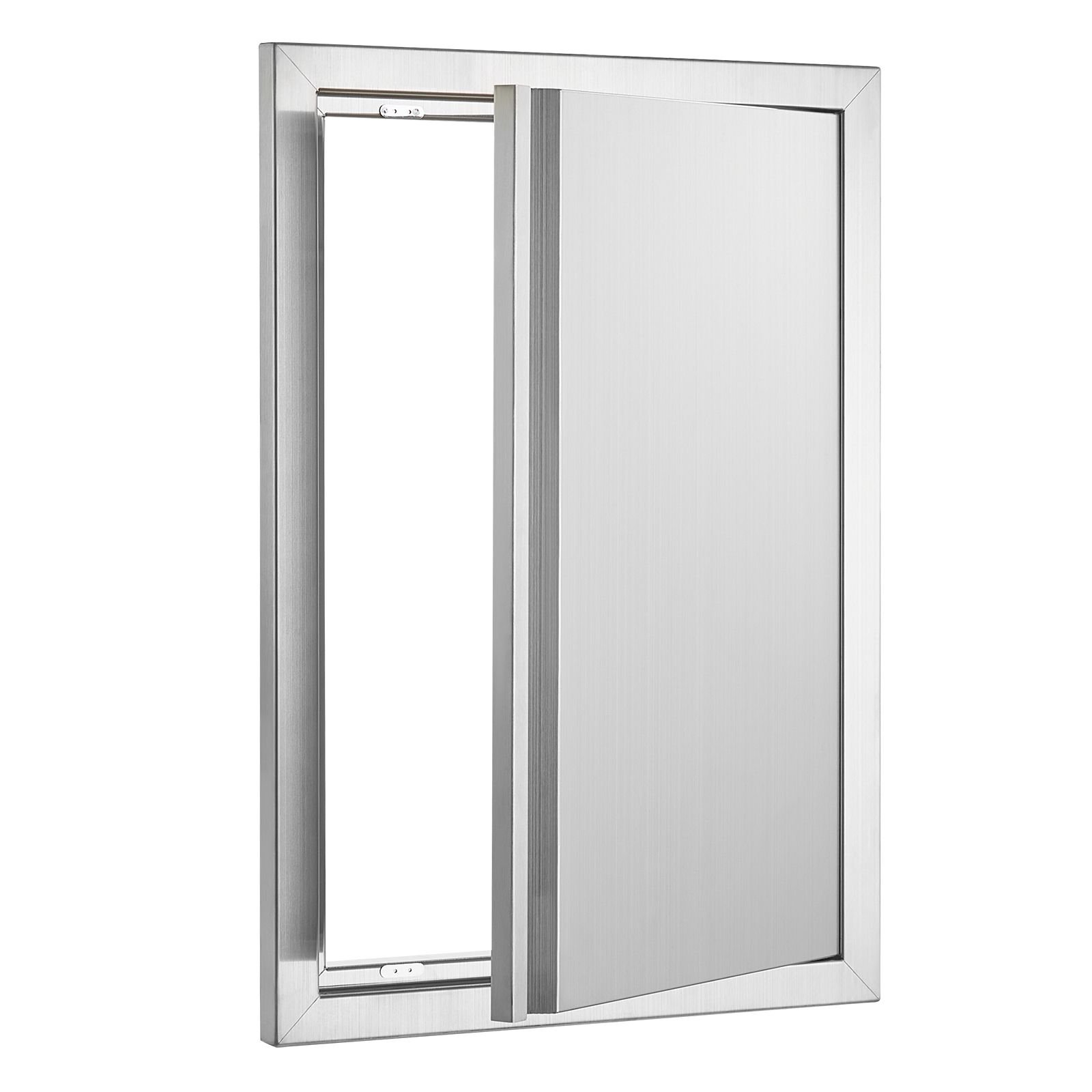 bbq access door, 17w x 24h inch single outdoor kitchen door, stainless steel flush mount door, wall vertical door with recessed handle, for bbq island, grilling station, outside cabinet