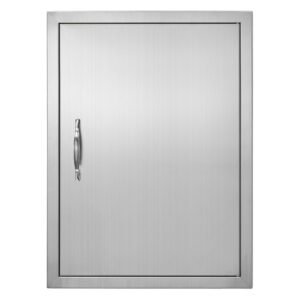 bbq access door, 20w x 27h inch single outdoor kitchen door, stainless steel flush mount door, wall vertical door with handle, for bbq island, grilling station, outside cabinet
