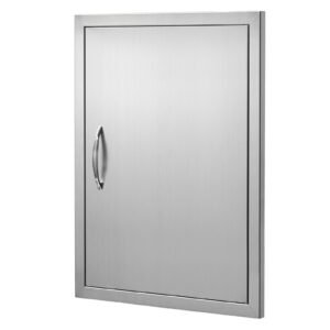 bbq access door, 20w x 27h inch single outdoor kitchen door, stainless steel flush mount door, wall vertical door with handle, for bbq island, grilling station, outside cabinet