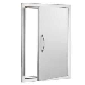BBQ Access Door, 20W x 27H Inch Single Outdoor Kitchen Door, Stainless Steel Flush Mount Door, Wall Vertical Door with Handle, for BBQ Island, Grilling Station, Outside Cabinet