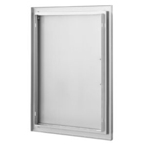 bbq access door, 20w x 27h inch single outdoor kitchen door, stainless steel flush mount door, wall vertical door with handle, for bbq island, grilling station, outside cabinet