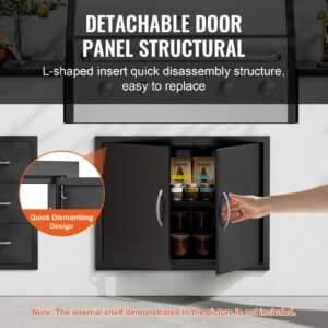 bbq access door, 31w x 24h inch double outdoor kitchen door, cold plate flush mount door, wall vertical door with handles, for outside cabinet(stainless steel + oil sprayed product)