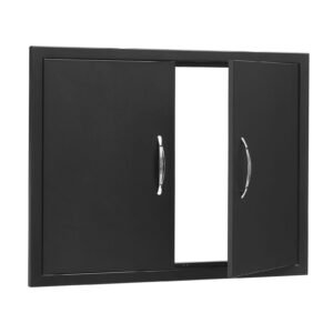 BBQ Access Door, 31W x 24H Inch Double Outdoor Kitchen Door, Cold Plate Flush Mount Door, Wall Vertical Door with Handles, for Outside Cabinet(Stainless Steel + Oil-Sprayed Product)