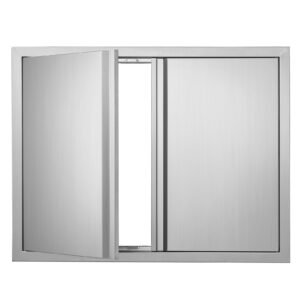 bbq access door, 31w x 24h inch double outdoor kitchen door, stainless steel flush mount door, wall vertical door with recessed handles , for bbq island, grilling station, outside cabinet