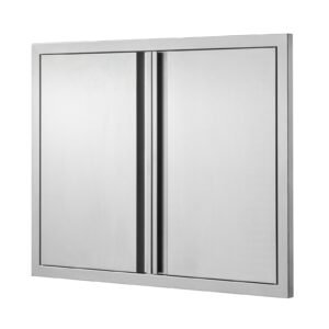 bbq access door, 31w x 24h inch double outdoor kitchen door, stainless steel flush mount door, wall vertical door with recessed handles , for bbq island, grilling station, outside cabinet