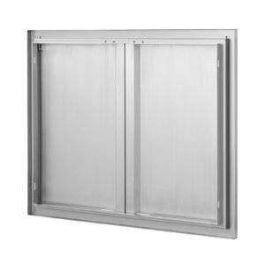 bbq access door, 31w x 24h inch double outdoor kitchen door, stainless steel flush mount door, wall vertical door with recessed handles , for bbq island, grilling station, outside cabinet
