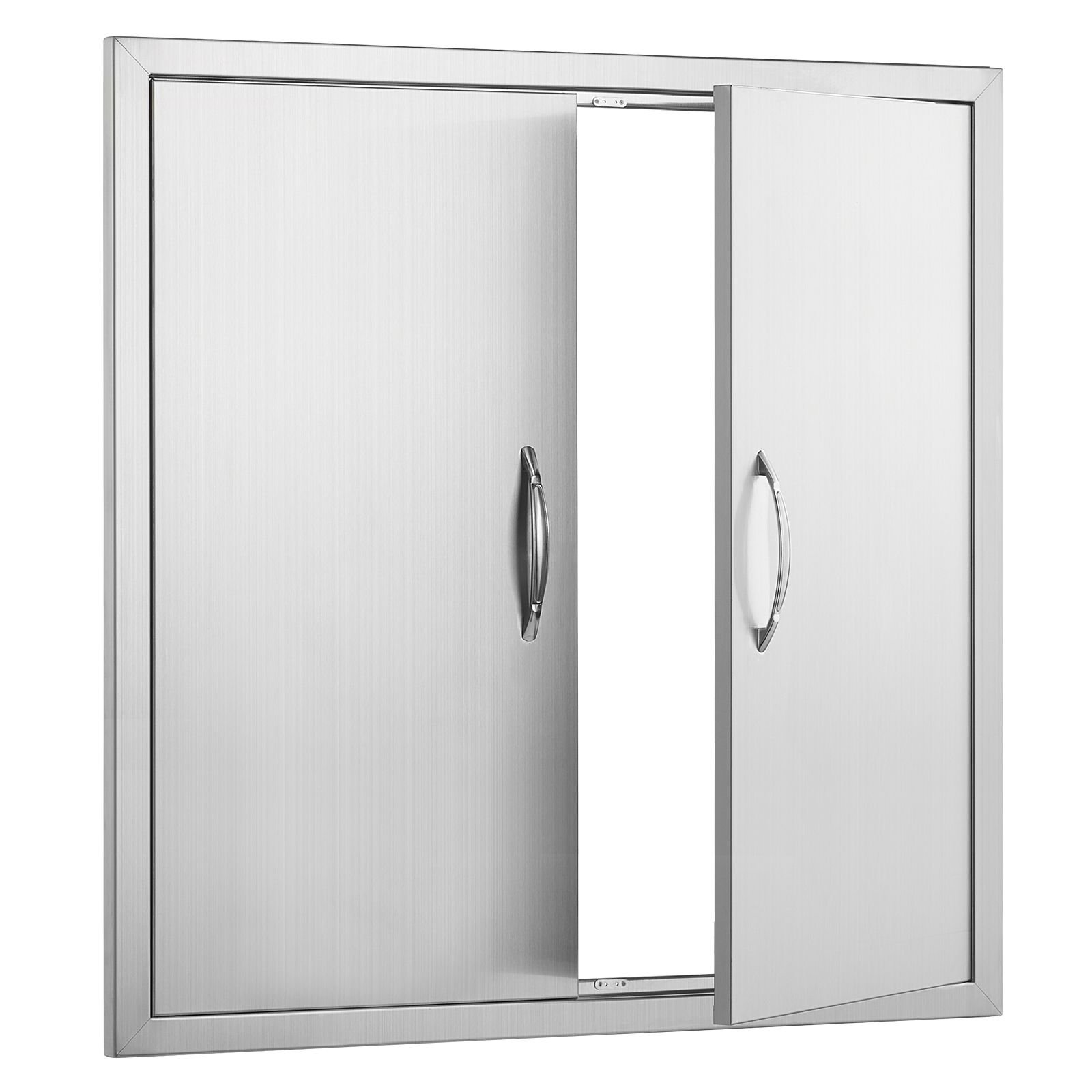 bbq access door, 31w x 31h inch double outdoor kitchen door, stainless steel flush mount door, wall vertical door with handles, for bbq island, grilling station, outside cabinet