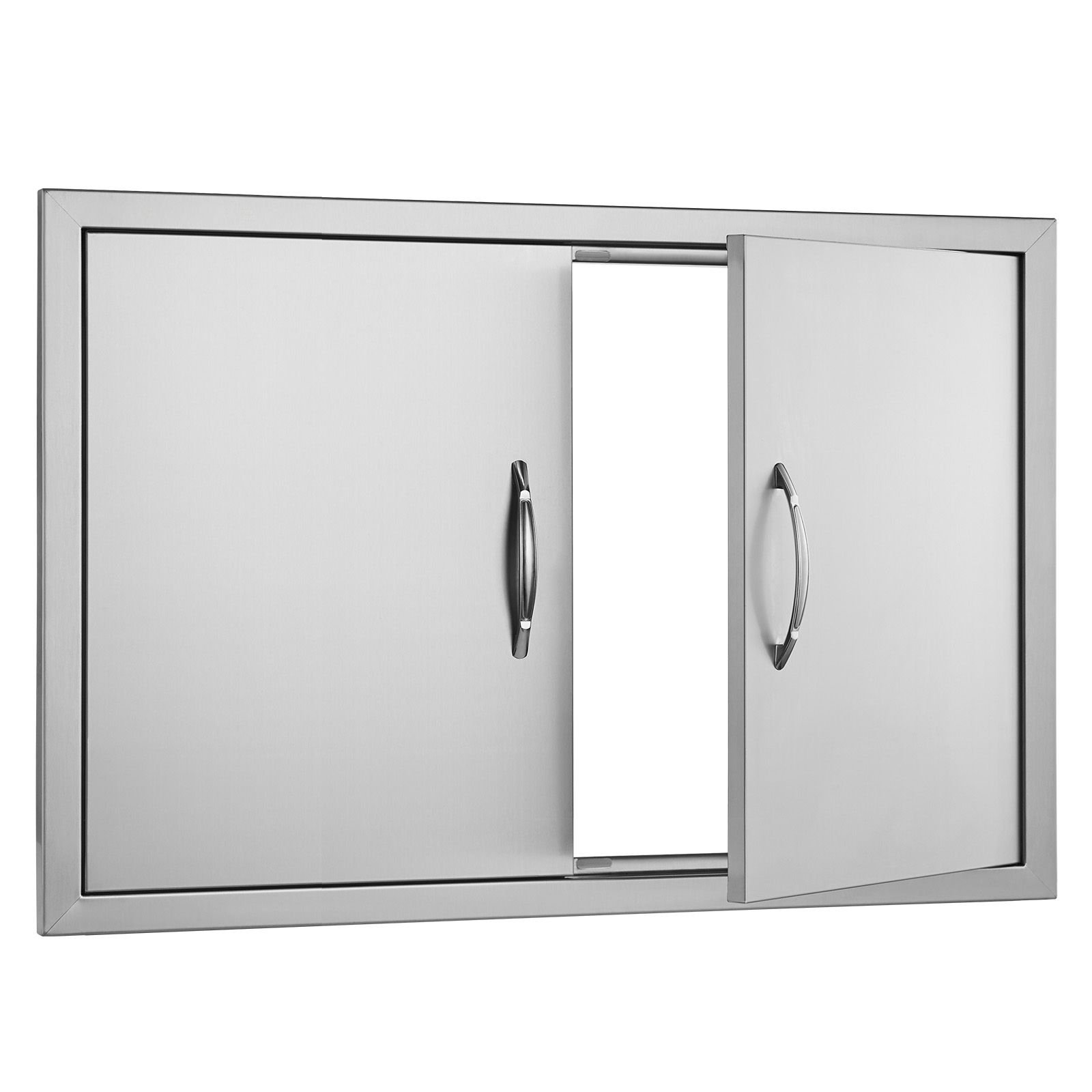 bbq access door, 33w x 22h inch double outdoor kitchen door, stainless steel flush mount door, wall vertical door with handles, for bbq island, grilling station, outside cabinet