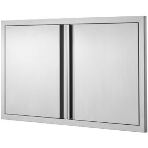 bbq access door, 36w x 21h inch double outdoor kitchen door, stainless steel flush mount door, wall vertical door with recessed handles , for bbq island, grilling station, outside cabinet