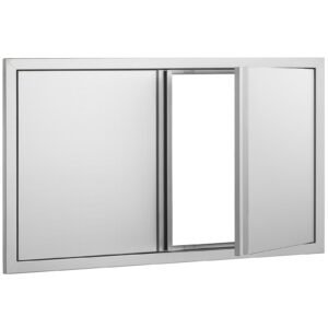 BBQ Access Door, 36W x 21H Inch Double Outdoor Kitchen Door, Stainless Steel Flush Mount Door, Wall Vertical Door with Recessed Handles , for BBQ Island, Grilling Station, Outside Cabinet